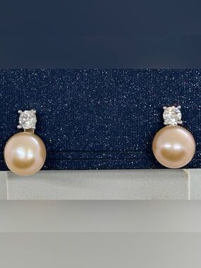 8mm Pink Freshwater Pearl 925 Sterling Silver Stud Earrings